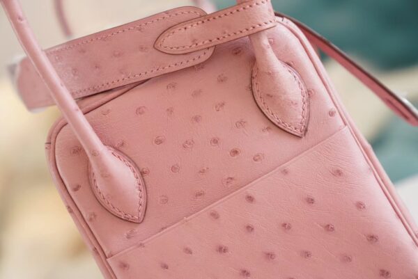 Full Handmade Hermes 94 Terre Cuite KK Ostrich Leather Lindy 26CM Silver Hardware
