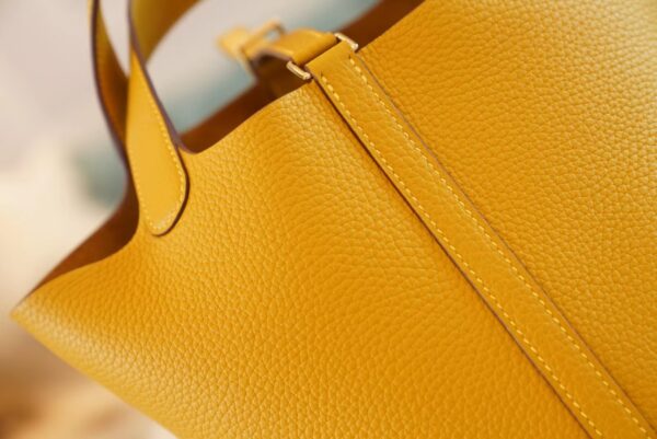 GPCMode Factory Hermes Picotin Bag18CM 9D Amber Clemence Leather Silver Hardware