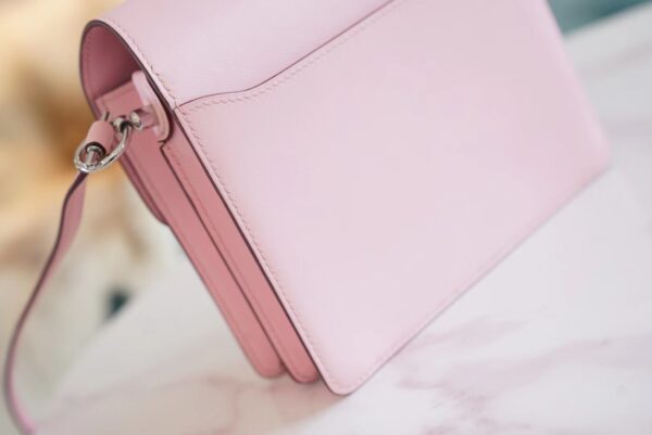 GPCMode Hermes Factory 3Q Rose Sakura Swift Leater Roulis Mini18cm Silver Hardware
