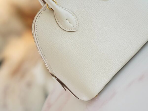 Fashion GPCMode Hermes Mini Bolide18CM C10 Craie Chevre Leather Gold Hardware