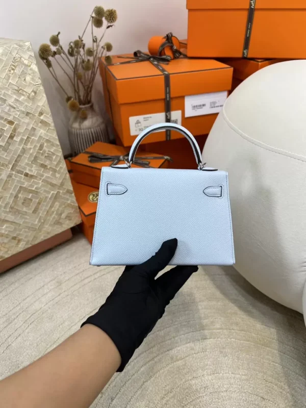 Canada Toronto Hermes Mini Kelly 19CM Epsom Leather T0 Blue Brume Silver Hardware