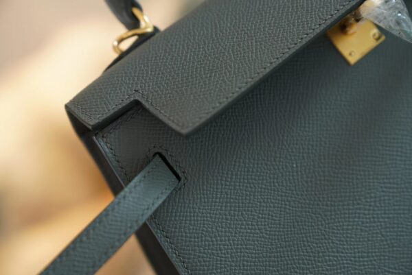 Full Handmade Hermes CK63 Vert Amande Kelly 25CM Epsom Leather Gold Hardware