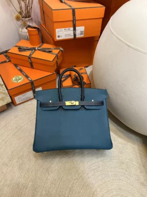 7dc2cf110f787bc-jpg Hermes Epsom Birkin 25CM 7P Blue De Presse/ 2Z Blue Nuit/ 89 Noir Gold Hardware