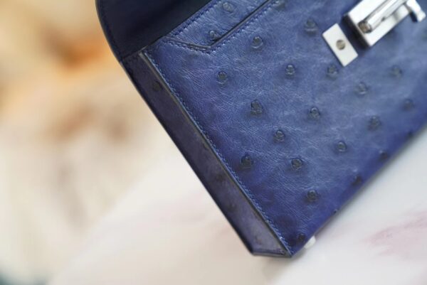 GPCMode Hermes Verrou Mini Blue Iris South Africa KK Ostrich Skin Silver Hardware