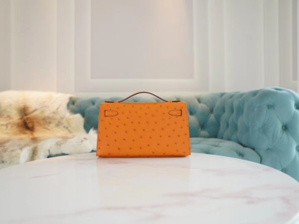 Wholesale GPCMode Factory Hermes Mini Kelly Pochette22cm I9 Abricot Ostrich Leather