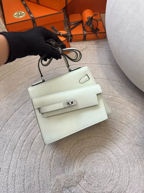 Taiwan Hermes Kelly Desordre Bag 0S Vert Fizz Epsom Leather Silver Hardware