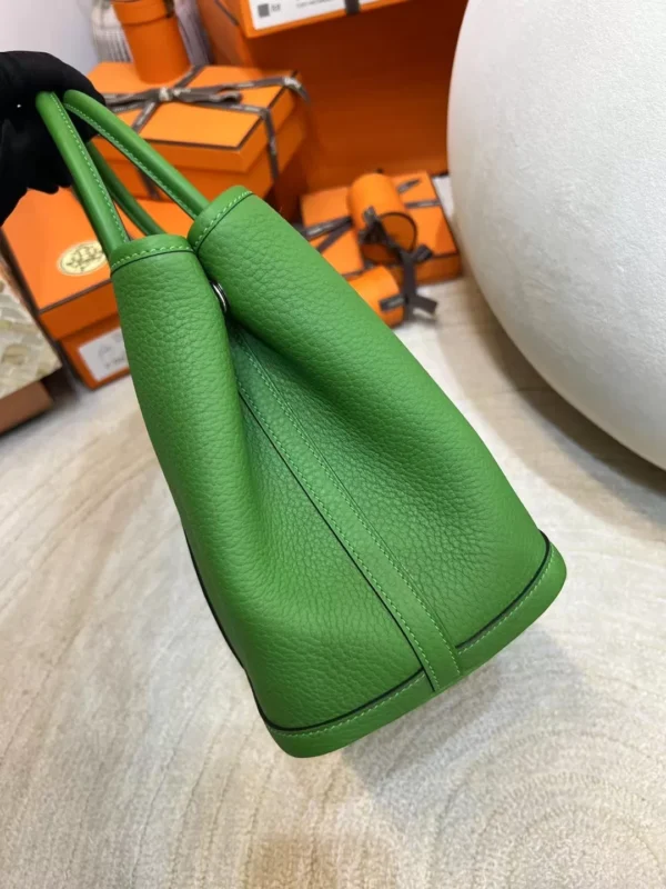 Hermes Boutique Garden Party 30CM A8 Vert Yucca Negonda Leather Silver Hardware
