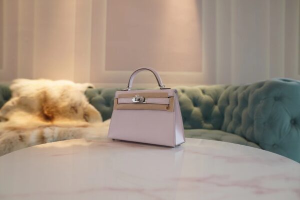 GPCMode Hermes 09 Mauve Pale Epsom Leather Mini Kelly 19CM Silver Hardware