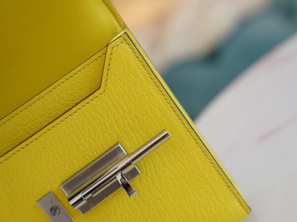 GPCMode Factory Hermes 9R Lemon Yellow Chevre Leather Verrou Mini17CM Silver Hardware