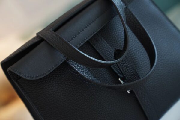 GPCMode Hermes CK89 Black Clemence Leather Halzan Mini 20CM Silver Hardware