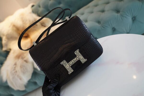 GPCMode Hermes Matte Crocodile Constance 24CM CK89 Nior Lizard Buckle