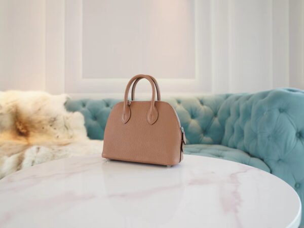 Stock GPCMode Factory Hermes 2J Quebracho Chevre Leather Mini Bolide18CM Silver Hardware