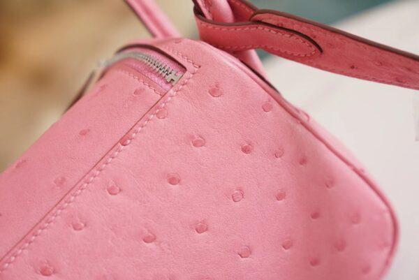 Wholesale Hermes Mini Lindy19CM L4 Rose Bubble South Africa KK Ostrich Silver Hardware