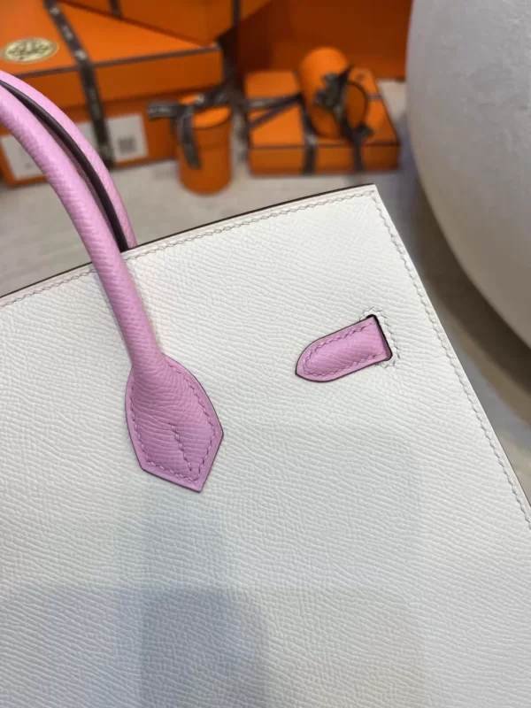 Hermes Epsom Birkin Sellier 25CM 10 Craie/ X9 Mauve Sylvestre Gold Hardware