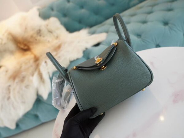 GPCMode Hermes Factory 63 Vert Amande Clemence Leather Mini Lindy19CM