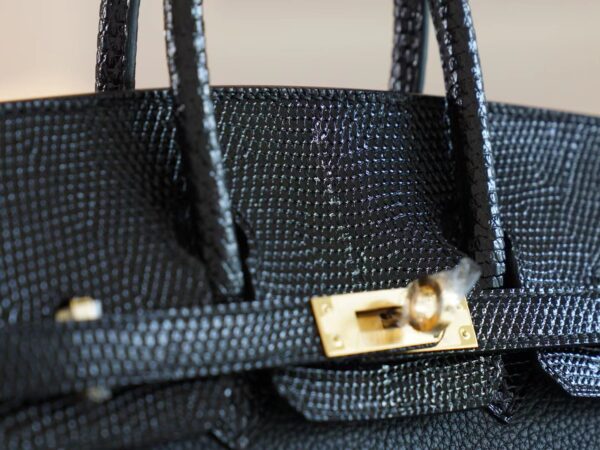 Handmade Hemes Birkin Touch 25CM Togo/ Lizard 89 Noir Gold Hardware
