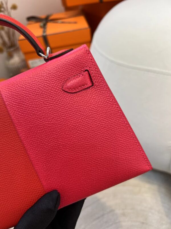 USA Los Angeles Hermes Three Colors Epsom Mini Kelly 19CM Silver Hardware