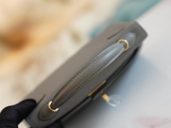 New Arrival Hermes Mini Kelly Clutch19CM 0L Gris Meyer Epsom Leather Gold Hardware