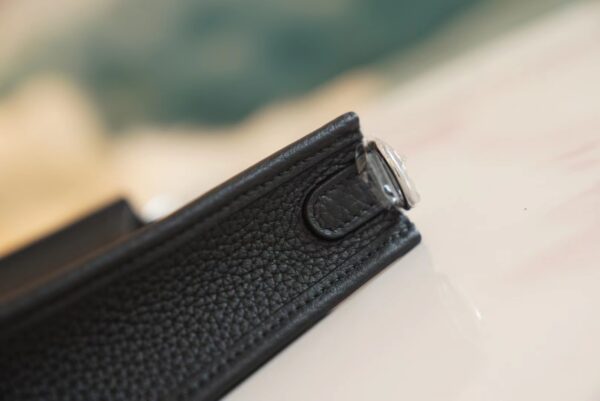 Full Handmade Hermes CK89 Black Clemence Leather Mini Evelyne 16CM Silver Hardware