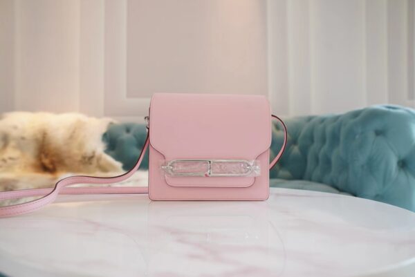 GPCMode Hermes Factory 3Q Rose Sakura Swift Leater Roulis Mini18cm Silver Hardware