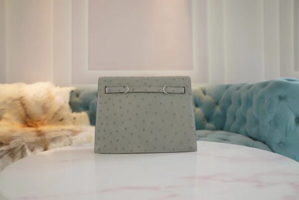 Canada Ottawa Hermes Kelly Danse 22CM KK Ostrich 8U Blue Glacier Silver Hardware