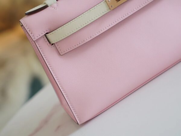 GPCMode Hermes Kelly Pochette22cm 3Q Rose Sakura/CK10 Craie Swift Leather Rose Gold Hardware