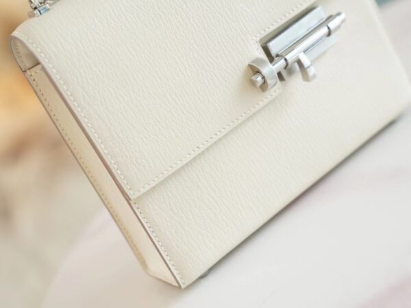 Stock Hermes Verrou Mini C10 Craie Chevre Leather Crossbody Bag Silver Hardware