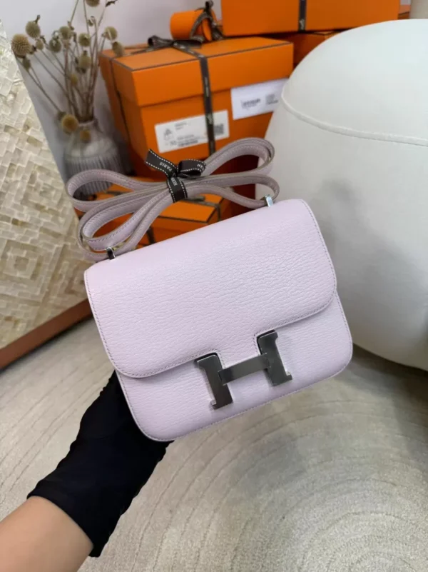Qatar Doha Chevre Leather Constance 19CM With Mirror 09 Mauve Pale Silver Hardware