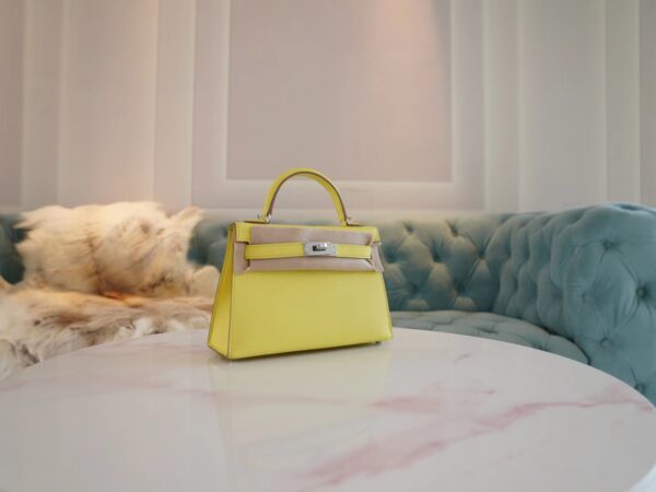 USA Los Angeles Hermes Mini Kelly 19CM Epsom 9R Lime Silver Hardware