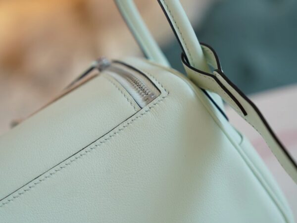 Full Handmade Hermes Mini Lindy 19CM 0S Vert Fizz Swift Silver Hardware