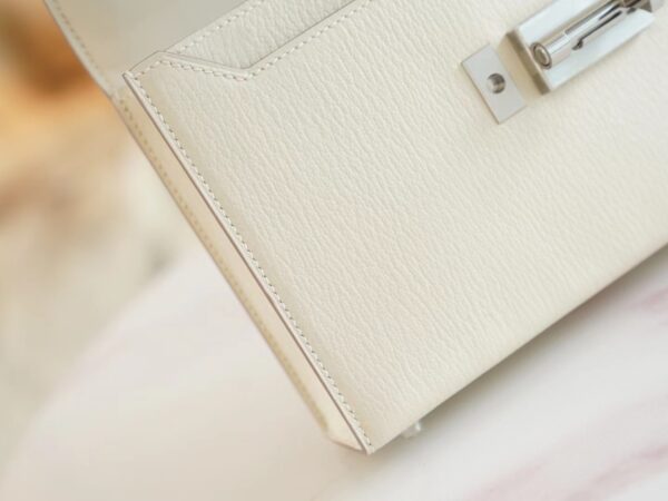 Stock Hermes Verrou Mini C10 Craie Chevre Leather Crossbody Bag Silver Hardware