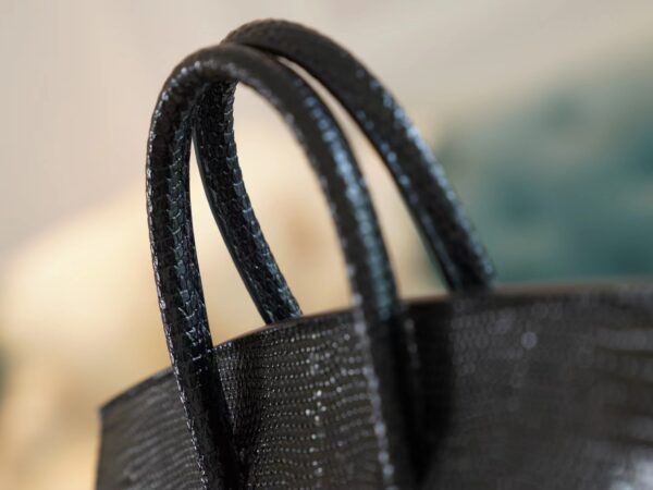 Handmade Hemes Birkin Touch 25CM Togo/ Lizard 89 Noir Gold Hardware