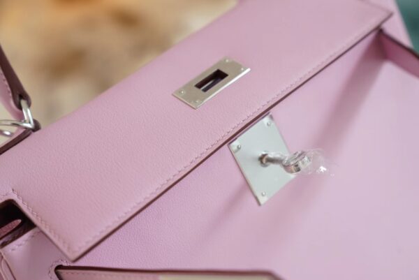 Hermes Boutique Kelly Bag28CM X9 Mauve Sylyestre Swift Leather Silver Hardware
