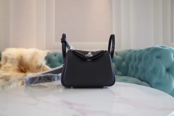 GPCMode Hermes 2Z Blue Nuit Clemence Leather Mini Lindy Touch19CM