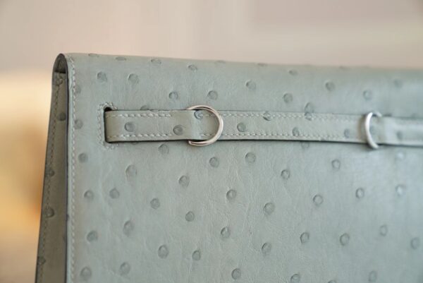 Canada Ottawa Hermes Kelly Danse 22CM KK Ostrich 8U Blue Glacier Silver Hardware