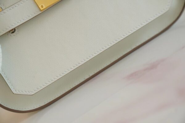Hand Stitching Hermes Jypsiere Mini Mushroom White Swift Leather Gold Hardware