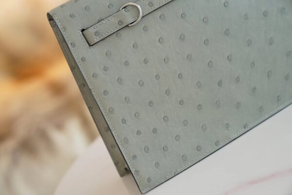 Canada Ottawa Hermes Kelly Danse 22CM KK Ostrich 8U Blue Glacier Silver Hardware