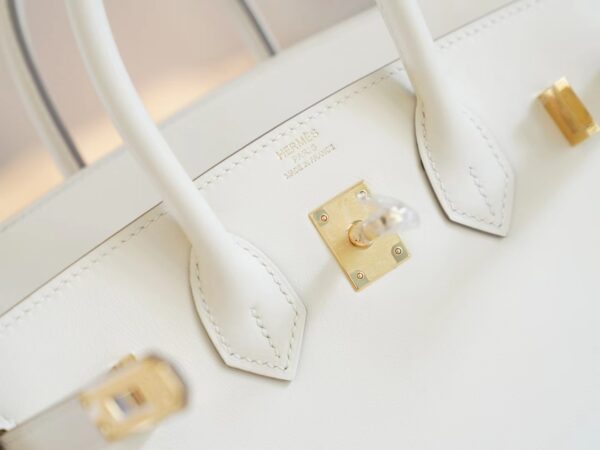 Full Handmade Hermes Birkin Bag25CM CC10 Craie Jonathan Leather Gold Hardware