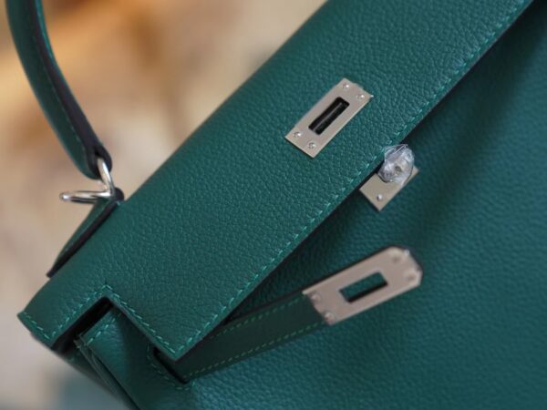 GPCMode Hermes Z6 Malachite Kelly 28CM Evercolor Leather Silver Hardware