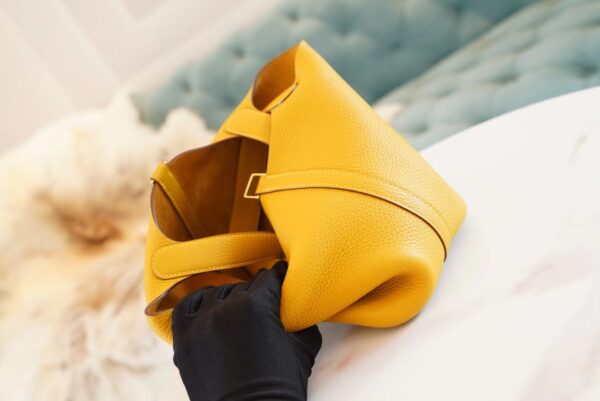 GPCMode Factory Hermes Picotin Bag18CM 9D Amber Clemence Leather Silver Hardware