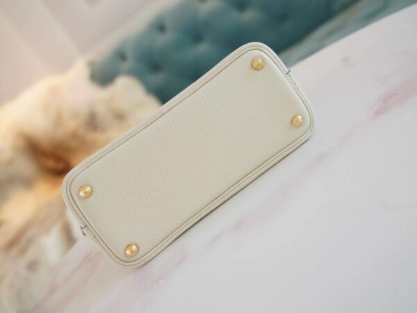 Fashion GPCMode Hermes Mini Bolide18CM C10 Craie Chevre Leather Gold Hardware