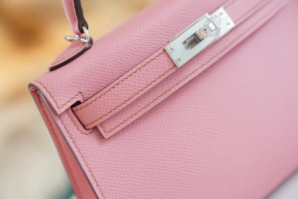 【GPCMode】Hermes 5P Rose Mini Kelly 19CM Epsom Leather Silver Hardware
