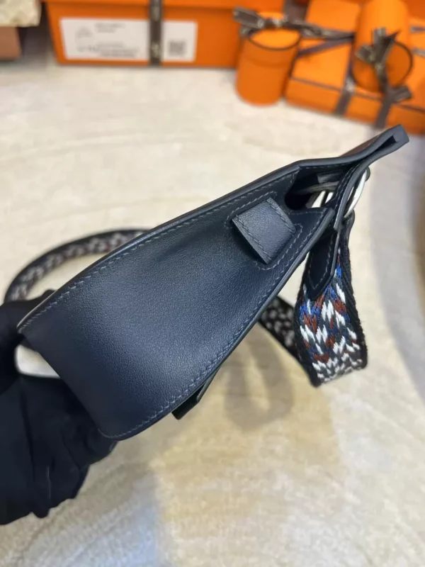 Taiwan Hermes Jypsiere Mini 23CM 3Y Blue Noir Swift Leather Silver Hardware