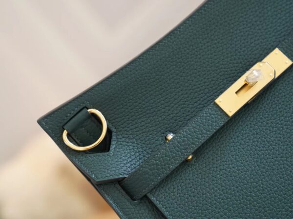 Handstitch GPCMode Hermes 6O Vert Cypress Clemence Leather Jypsiere Bag 28CM