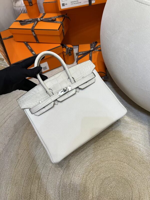 Hermes Birkin Touch 25CM 8L Beton Matte Crocodile/ Togo Silver Hardware