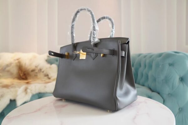 Full Handmade Hermes Birkin Bag30CM 88 Gris Graphite Jonathan Leather Gold Hardware
