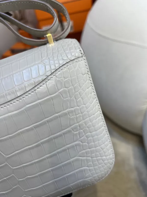 Hermes Constance 19CM 8L Beton Matte Alligator Crocodile Gold Hardware