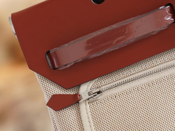 GPCMode Hermes Beton Canvas / Rouge Casaque Herbag 31CM Silver Hardware
