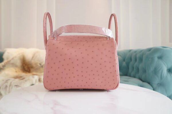 Full Handmade Hermes 94 Terre Cuite KK Ostrich Leather Lindy 26CM Silver Hardware