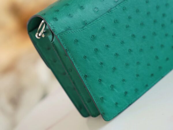 Sale GPCMode Hermes Roulis Mini18cm U4 Vert Vertigo KK Ostrich Leather Silver Hardware
